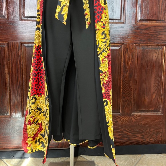 7th Avenue Design Studio NY&C Mixed Print Open Front Skirt with Pants Medium New - Picture 2 of 5